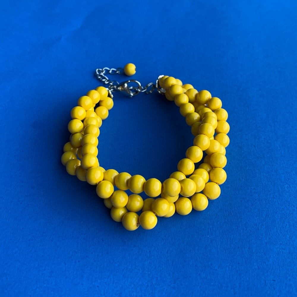Yellow Braided Beaded Bracelet